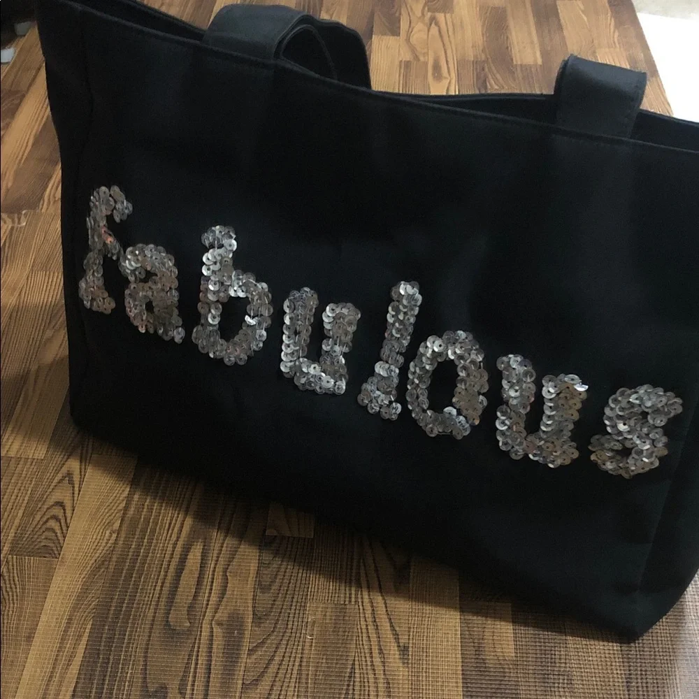 Black Sequin Logo Tote Bag - Designer-Inspired Everyday Carry
